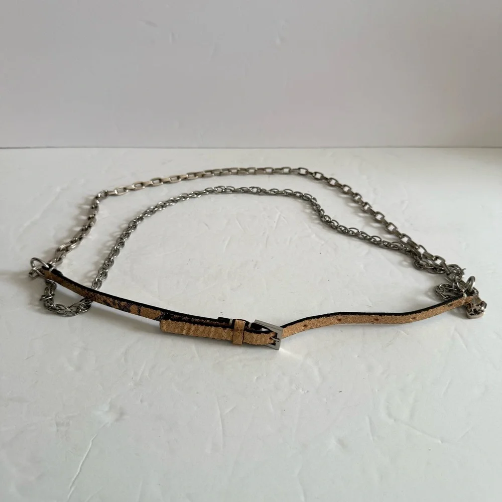 Elegant Tan and Silver Chain Belt
